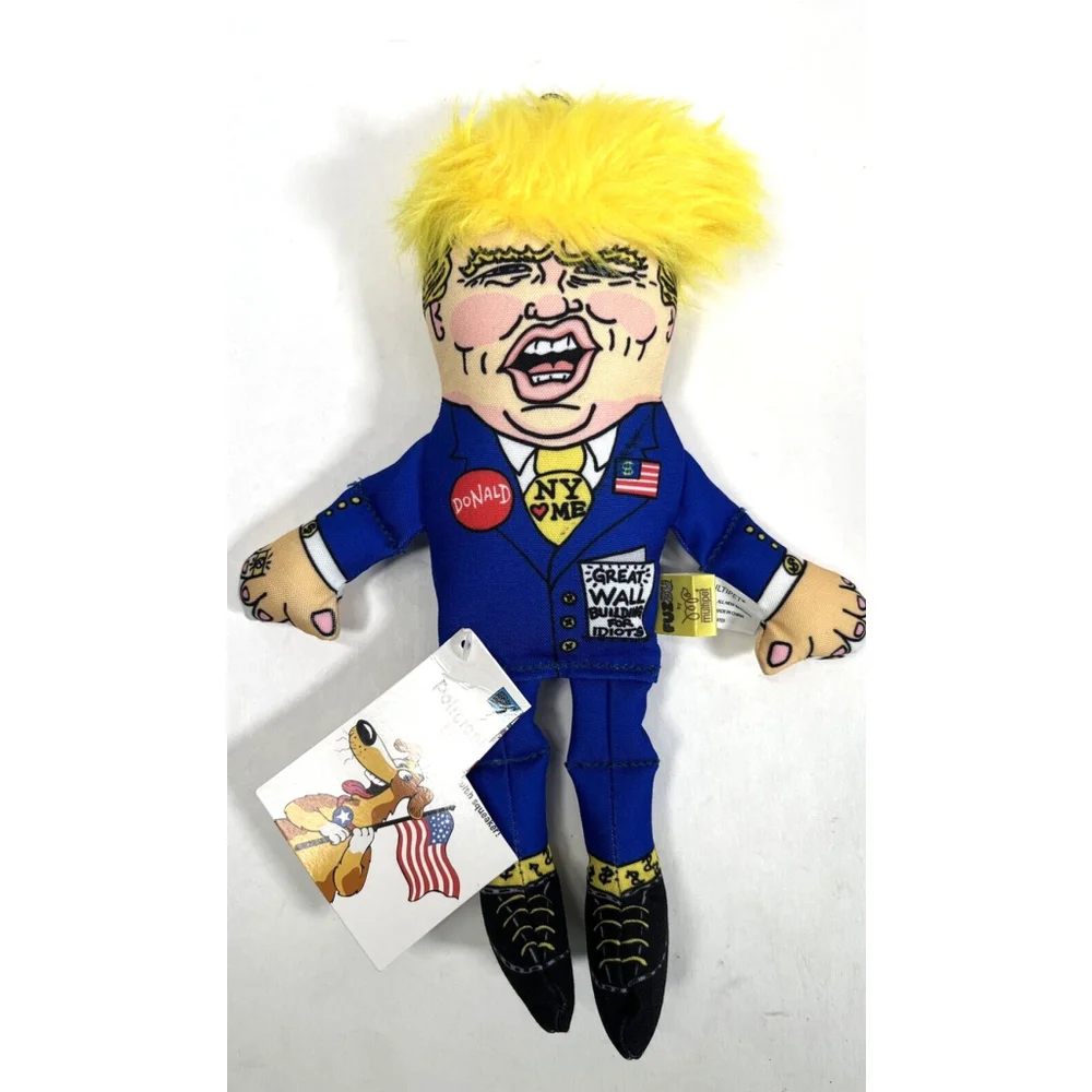 New Trump Putin Political Parody Dog‎ Toy Squeeker Fuzzu Hang Gag Gift